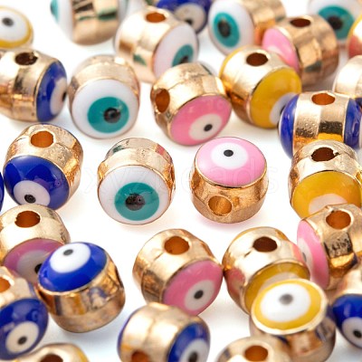 200Pcs 4 Colors Alloy Enamel Beads ENAM-LS0001-82-1
