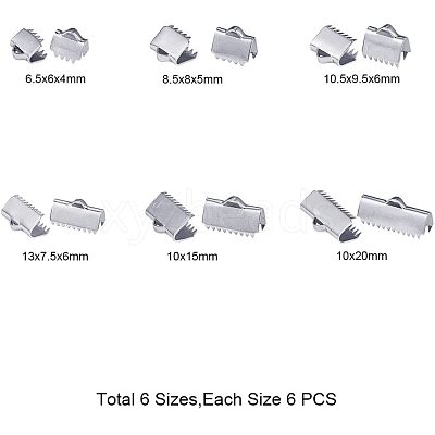 304 Stainless Steel Ribbon Crimp Ends STAS-PH0018-25P-1