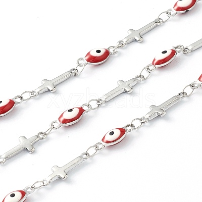 304 Stainless Steel Enamel Link Chains STAS-H145-12P-1