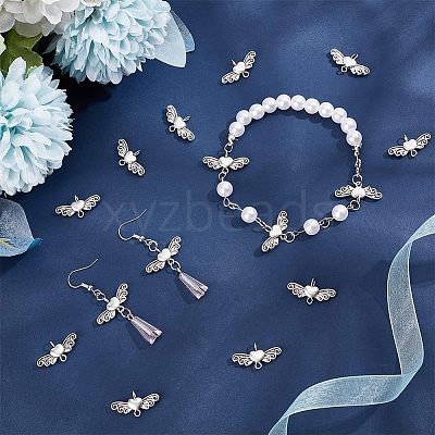 100Pcs Tibetan Style Alloy Heart with Wing Connector Charms TIBE-HY0001-02-1