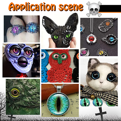 Luminous Eye Printed Glass Cabochons GGLA-PH0001-22B-1