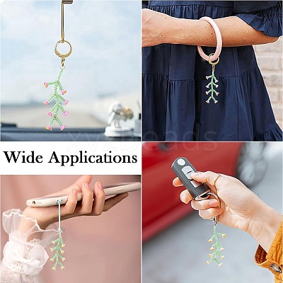 10 Colors Handmade Glass Seed Beaded Flower Pendants PALLOY-CJ00092-1