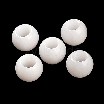 Natural White Jade European Beads G-R488-01H-1