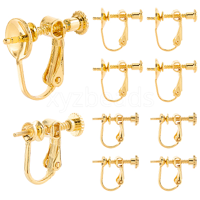 16Pcs 2 Styles Brass Clip-on Earring Findings KK-SC0006-64-1