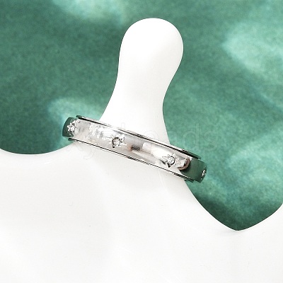304 Stainless Steel Rhinestone Rotating Finger Rings LS-RJEW-A074-01C-P-1