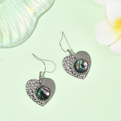 Paua Shell and 304 Stainless Steel Dangle Earrings EJEW-JE07471-02-1