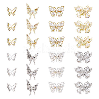 24Pcs 8 Styles Alloy Rhinestone Cabochons MRMJ-TA0001-49-1
