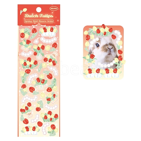 Flowers with Rabbits Paper Sticker PW-WGCFCFE-01-1