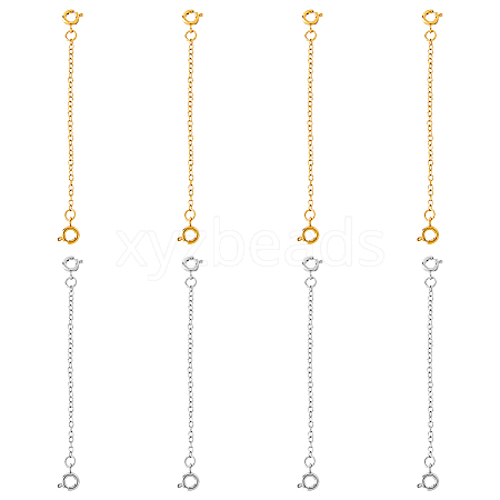 SUPERFINDINGS 8Pcs 2 Colors 304 Stainless Steel Extender Chain with Spring Ring Clasps DIY-FH0004-99-1