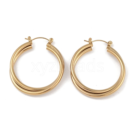 PVD Vacuum Plating 201 Stainless Steel Ring Hoop Earrings EJEW-I309-58A-G-1