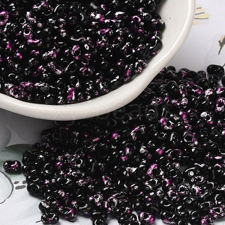 Spray Painted Glass Seed Beads SEED-F005-08A-04-1