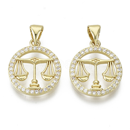 Brass Micro Pave Cubic Zirconia Pendants ZIRC-S061-199A-G-NF-1