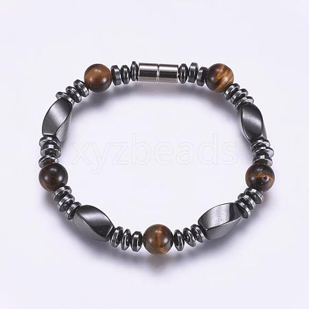 Non-Magnetic Synthetic Hematite Beaded Bracelets BJEW-P178-12-1