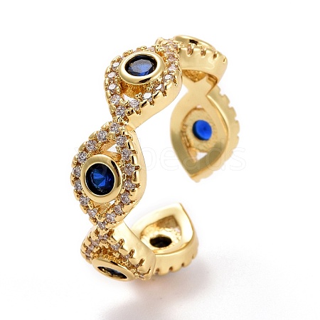 Evil Eye Cubic Zirconia Cuff Ring X-RJEW-E170-08G-1