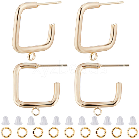 CREATCABIN 20Pcs Rectangle Brass Stud Earrings Findings DIY-CN0002-92-1