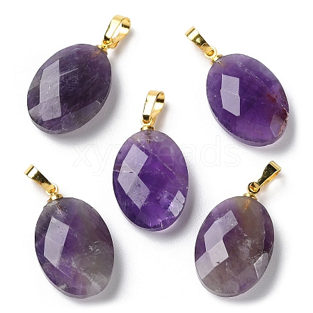 Natural Amethyst Pendants G-E603-03G-02-1