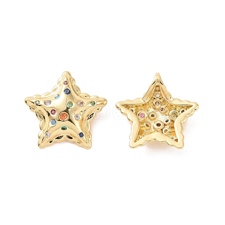 Star Brass Micro Pave Colorful Cubic Zirconia Charms KK-G435-31G-1