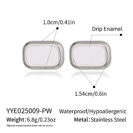 Rectangle 304 Stainless Steel Stud Earrings HC7137-4-1