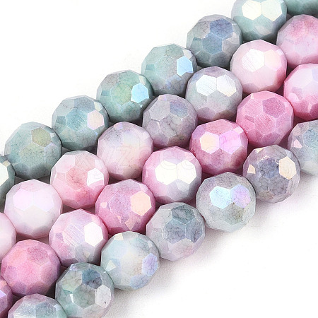 Anti-Tarnish Electroplate Glass Beads Strands EGLA-T021-8mm-15-06-1