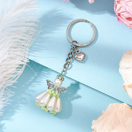 Acrylic Imitation Pearl Keychain KEYC-MZ00030-04-1