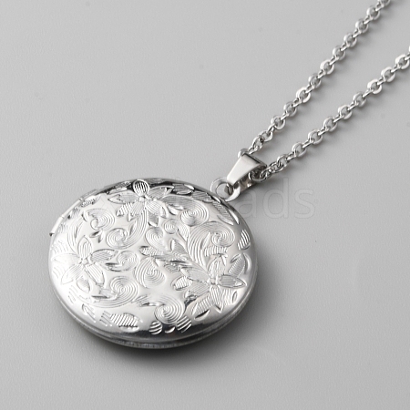 304 Stainless Steel Photo Locket Necklace NJEW-WH0016-10-1