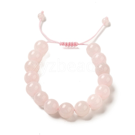 12.5mm Round Natural Rose Quartz Braided Bead Bracelets for Women Men BJEW-C060-01S-1