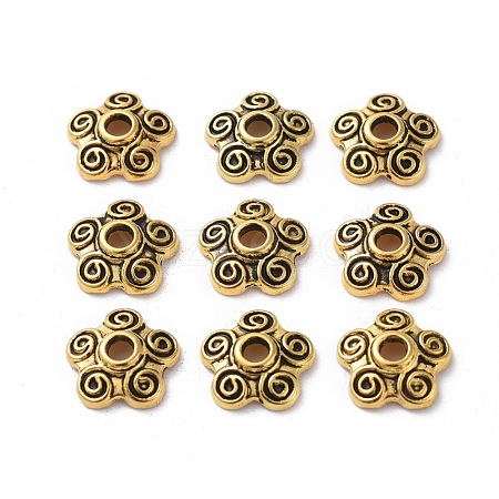 Tibetan Style Alloy Bead Caps X-TIBEB-EA478Y-AG-LF-1