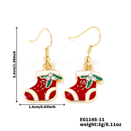 Christmas Theme Brass Christmas Stocking Dangle Earrings IP2522-11-1