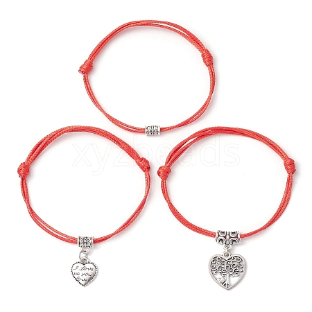 3Pcs 3 Styles Adjustable Korean Waxed Polyester Cord Bracelets for Women BJEW-JB11163-1