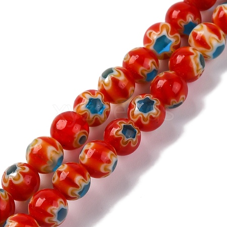 Handmade Millefiori Lampwork Beads Strands LAMP-G164-02A-1