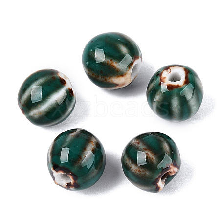 Vintage Porcelain Corrugated Beads PORC-N013-11D-1