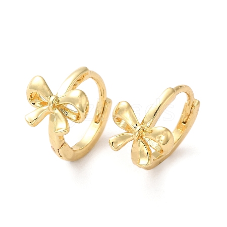 Brass Bowknot Hoop Earrings for Women ZIRC-Q201-15G-1