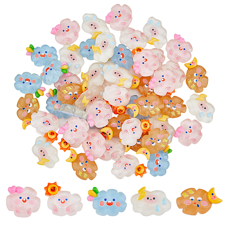 SUPERFINDINGS 50Pcs 5 Styles Translucent Cloud Resin Cabochons RESI-FH0001-59-1