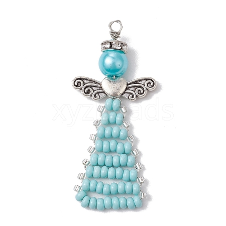 Glass Seed Beads Pendants PALLOY-MZ00381-04-1