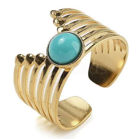 Synthetic Turquoise Finger Rings RJEW-U027-02G-04-1