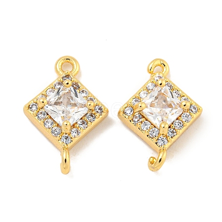 Brass Pave Clear Cubic Zirconia Connector Charms KK-P275-41G-1