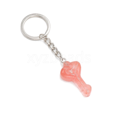 Synthetic Cherry Quartz Glass Keychain PW-WGD467F-07-1