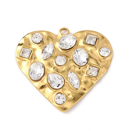 304 Stainless Steel Cubic Zirconia Pendants STAS-Z182-07G-01-1