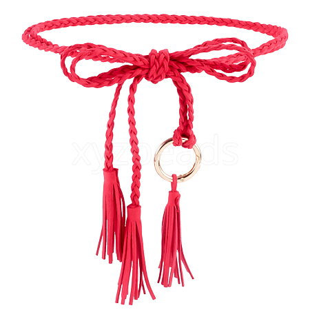 Handmade Imitation Leather Braided Rope Tie Belts AJEW-WH20006-398C-1