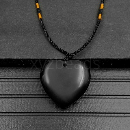 Natural Dyed & Heated Black Agate Pendant Necklaces XA8803-05-1