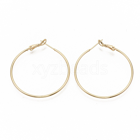 Brass Hoop Earrings EJEW-T007-01G-NF-1