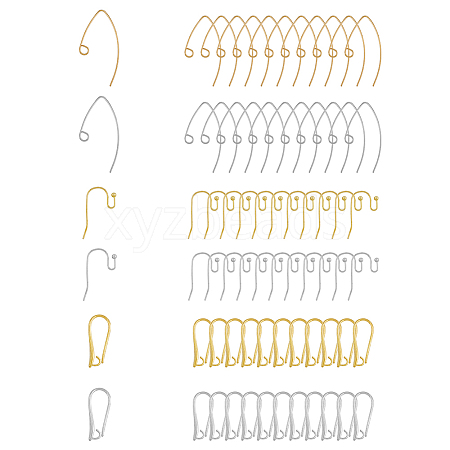 SUPERFINDINGS 72Pcs 6 Style Brass Earring Hooks KK-FH0006-23-1