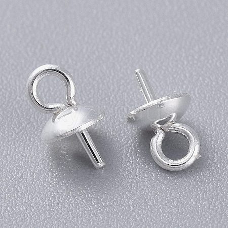 304 Stainless Steel Cup Pearl Peg Bails Pin Pendants STAS-K210-09B-S-1