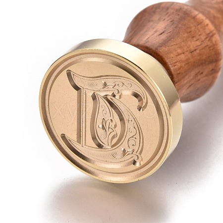 Brass Retro Initials Wax Sealing Stamp AJEW-F046-03T-1