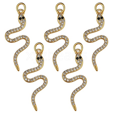 5Pcs Brass Cubic Zirconia Pendants ZIRC-SZ0003-02-1