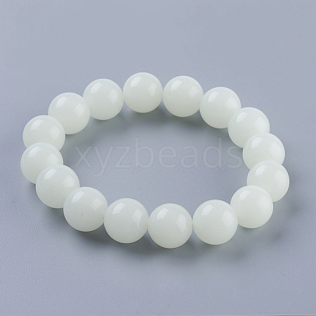 Synthetic Luminous Stone Beaded Stretch Bracelet BJEW-P203-8mm-01B-1