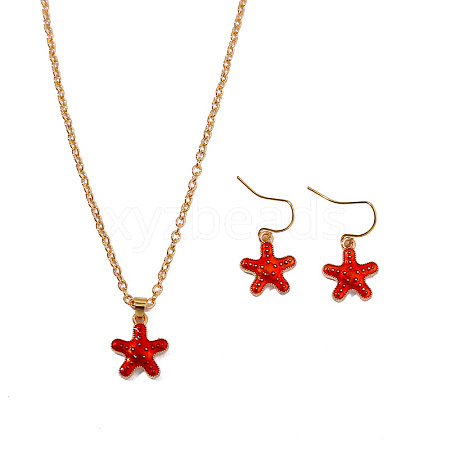 Alloy Enamel Pendant Necklaces & Dangle Earrings Sets for Women PW-WGBD6F2-02-1