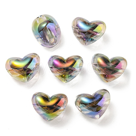 Two Tone UV Plating Transparent Acrylic European Beads OACR-F004-06B-1