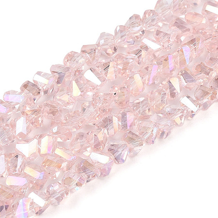 Electroplate Transparent Glass Beads Strands X-GLAA-N021-4mm-10-1