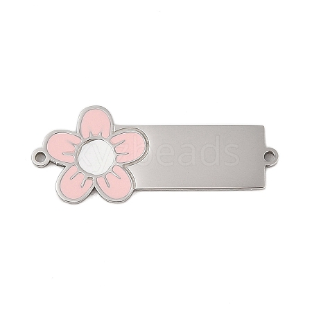 304 Stainless Steel Pink Enamel Connector Charms STAS-P377-14P-B-1